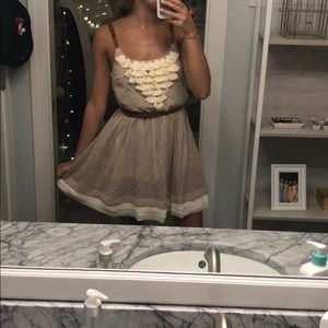 Boho belted dress with ruffles